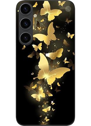 Силиконовый чехол epik для samsung galaxy s25 fe с принтом золотые бабочки