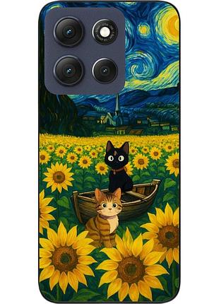 Чехол силиконовый epik для motorola g86 5g с изображением коты под звёздной ночью