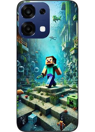 Силиконовый чехол epik для oppo a6 pro с принтом подводное приключение minecraft