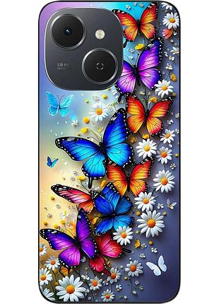 Чехол силиконовый epik для tecno spark 40c (km4k) с принтом бабочки с ромашками
