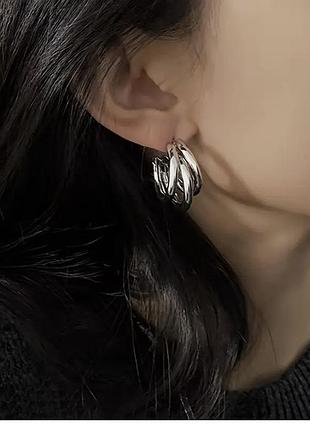 Серьги кольца объемные