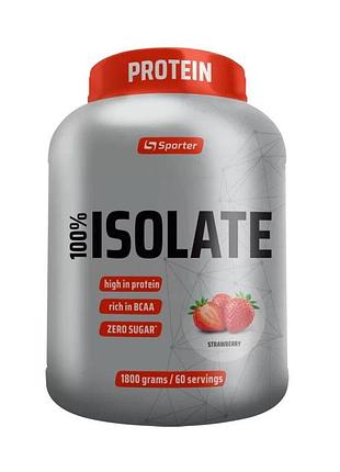 Сивороточный изолят sporter 100% isolate, 1.8 кг - клубника