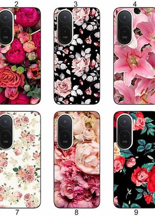 Силиконовый чехол цветы для xiaomi poco c81 pro яркий цветочный принт