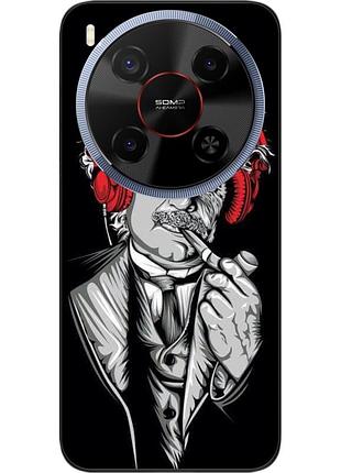 Чехол силиконовый epik для zte nubia v70 max с принтом эйнштейн в наушниках