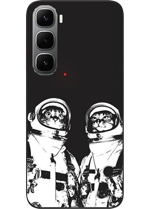 Силиконовый чехол бампер epik для infinix hot 60i (x6728) космонавты коты
