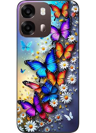 Чехол силиконовый epik для oppo a6s с принтом бабочки с ромашками