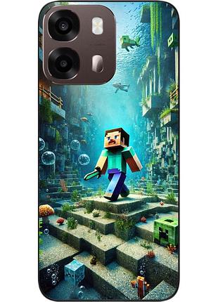 Силиконовый чехол epik для oppo a6s с принтом подводное приключение minecraft