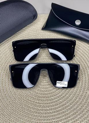 Чоловічі сонцезахисні окуляри маска matrix polarized чорні з металевими вставками поляризовані
