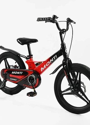 Велосипед 18" дюймів 2-колісний corso «monti» mt-18621 (1) магнієва розма, літиі діски, дискові галь