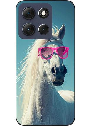 Силіконовий чохол epik для motorola g86 5g з принтом кінь у рожевих окулярах