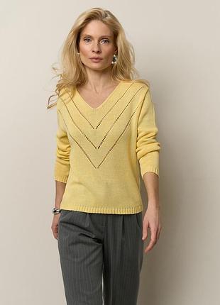 Джемпер жіночий в'язаний весняний лимонного кольору. модель 2943 trikobakh 50/52