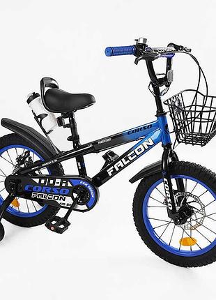 Детский велосипед 16 дюймов "corso falcon" fl-16415 с ручным тормозом и бутылочкой