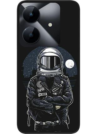 Силиконовый чехол бампер epik для realme note 60 4g / note 60x 4g с картинкой космонавт и луна
