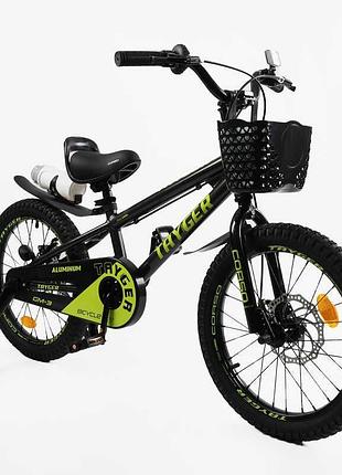 Велосипед 2-х колесный алюминиевый 18" "corso" tg-36130 "tayger" с бутылочкой и корзинкой
