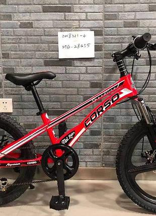 Спортивний велосипед 20" corso mg-28455 магнієва рама, литі магнієві диски, shimano 7 швидкостей