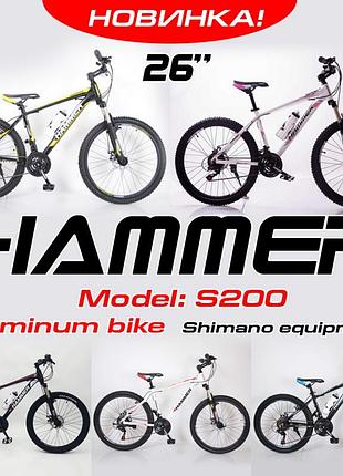 Гірський спортивний велосипед s200 hammer 26 дюймів чорно-червоний
