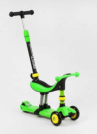 Самокат-велобег 3в1 трехколесный bs-30802 (4) best scooter, 3 колеса pu со светом, сидение, амортизаторы,