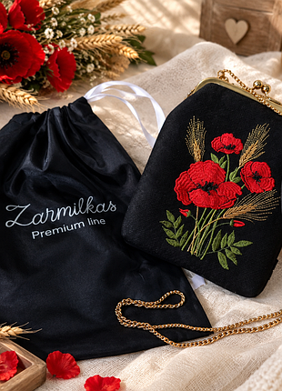Сумочка "маки с вышитым кругом"zarmilkas