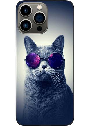 Силиконовый чехол epik для iphone 13 pro с картинкой серый кот