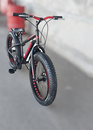 Спортивный алюминиевый велосипед фэтбайк внедорожник hammer-jupiter 26" fat bike рама 17" черно-красный