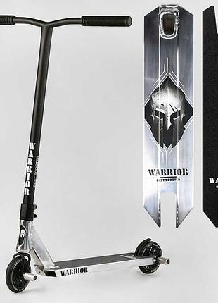 Самокат трюковый т-30401 best scooter (4) "warrior", hic-система, пеги, алюминиевый диск и дека, колёса pu,