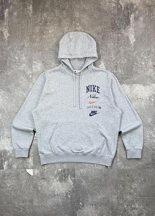 Худі nike grey multi swoosh logo світшот найк сірий кофта з капюшоном спортивна оригінал