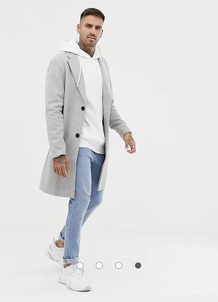 Чоловіче пальто прямого крою, світло-сіре pull&bear m-l розмір