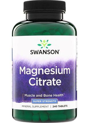 Цитрат магния swanson magnesium citrate 112.5 mg super strength, 240 таблеток