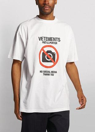 Футболка біла vetements no media • ветеменс футболка чоловіча | жіноча | дитяча l