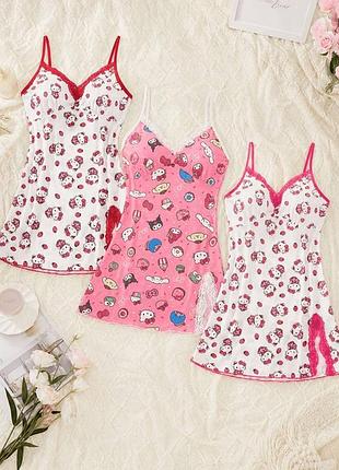Набір 3 шт. прозорі пеньюари hello kitty / sanrio у стилі coquette та y2k (3 кольори)