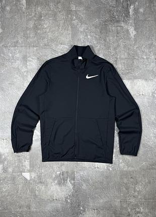 Спортивна нейлонова кофта nike dri-fit найк оригінал чоловіча зипка олімпійка мастерка реглан jacket s m біг спорт чорна куртка вітровка dm6619-011