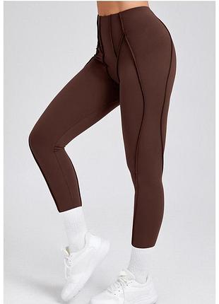 Женские леггинсы с «швами наружу» коричневые (70254) l