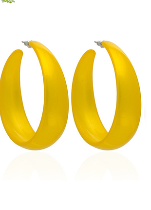 Сережки кільця акрилові жовті 6 cm