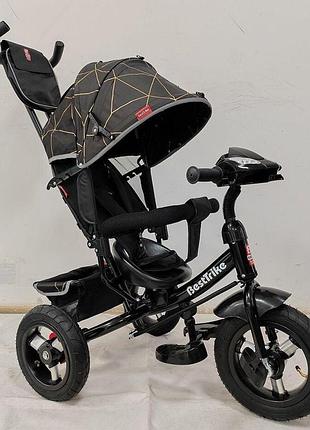 Велосипед триколісний для дівчинки best trike фара з usb, надувні колеса, пульт
