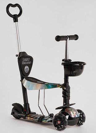 Самокат 5в1 30605 (1) best scooter, абстракция, pu колеса, подсветка колес, в коробке