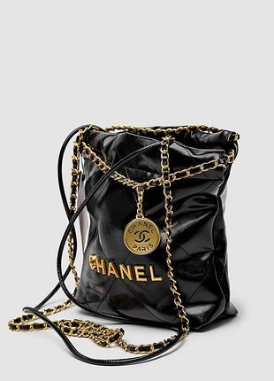 Сумка шанел black quilted calfskin mini 22 bag gold hardware
