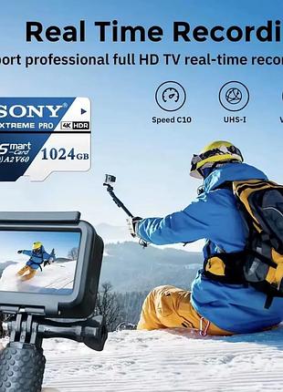 Оригінальна карта пам'яті sony micro sd high speed sd memory card 1024gb u3 v60 tf flash cards для телефону, камери, пк