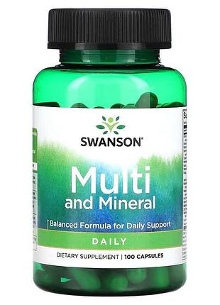 Витамины и минералы swanson multi and mineral daily, 100 капсул