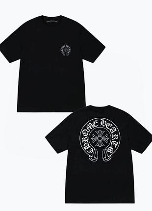 Чорна футболка loys chrome hearts logo унісекс хром хартс l