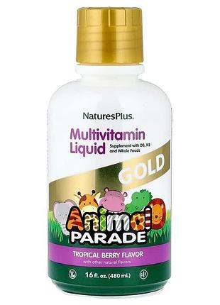 Жидкие витамины для детей natures plus animal parade gold, 473 мл - тропический