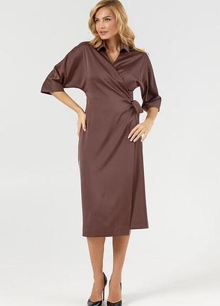 Жіноча сукня міді на запах з рукавом арія style nika mksn2425