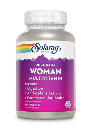 Женский мультивитаминный комплекс solaray once daily woman multivitamin, 90 вегакапсул