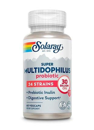 Пробиотический комплекс с 24 штаммами solaray super multidophilus 24 strain probiotic 30 billion cfu, 60 вегакапсул