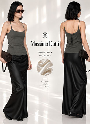 Massimo dutti майка на тонких бретелях из 100% шелка mulberry