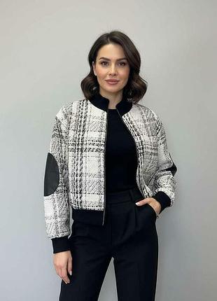 Бомбер жіночий укорочений "шанель" на блискавці mkks89789