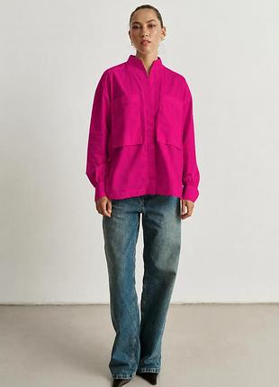 Женская рубашка оверсайз с накладными карманами rica mare mkrm4312