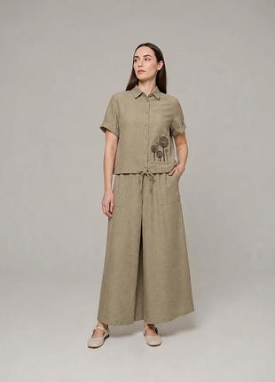 Женские брюки юбка льняные широкие прямые tell mktl3849