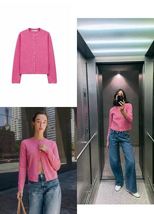 Новый розовый кардиган zara олд мани • свитер шерсть