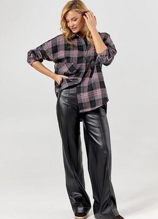 Женские брюки из эко-кожи берлин на резинке style nika mksn2372/6