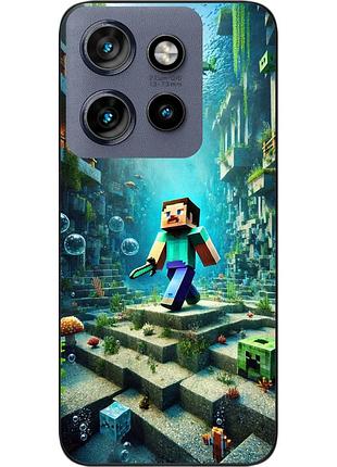 Силиконовый чехол epik для motorola edge 60 neo с принтом подводное приключение minecraft